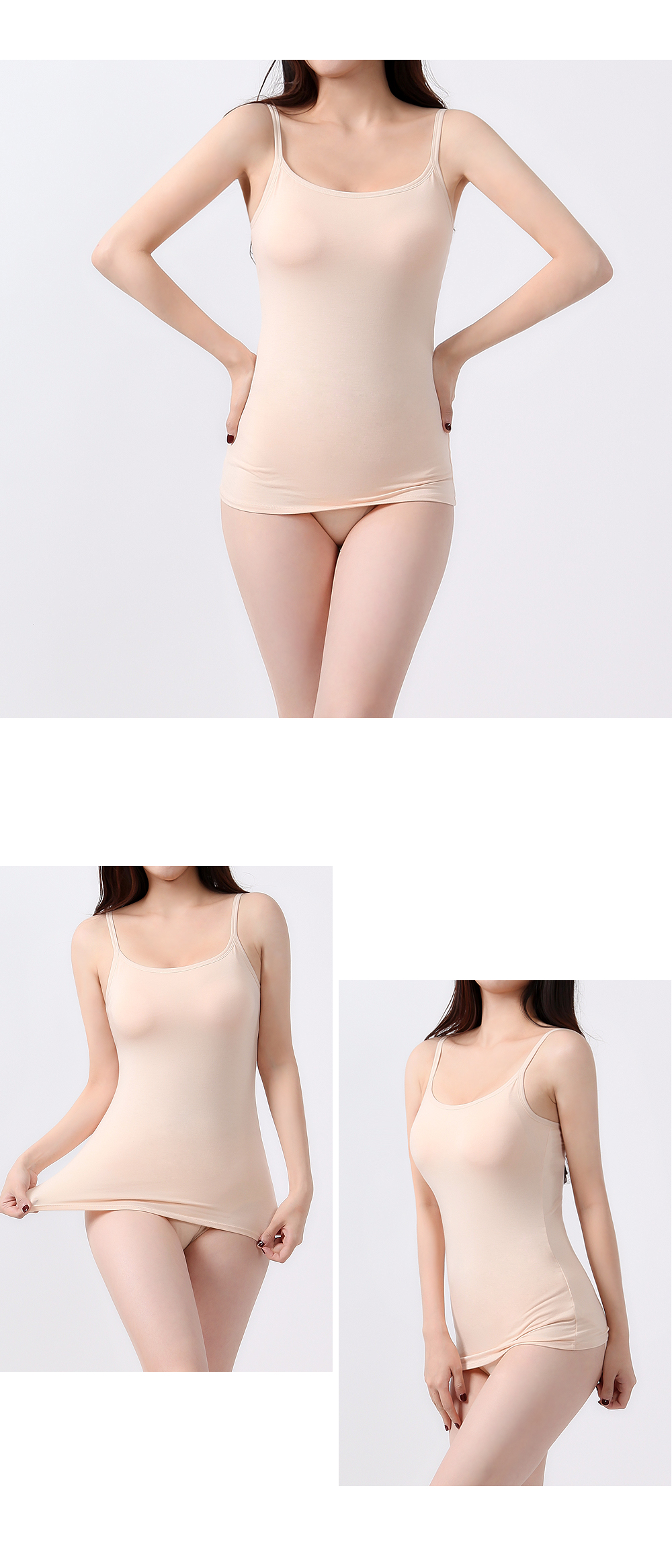 👍후기극찬👍 M~4XL 캡내장 나시티 모달 브라캡나시 / 브라+나시 브라탑나시 일체형 민소매티 모달나시 사계절 끈나시 상세 이미지 6