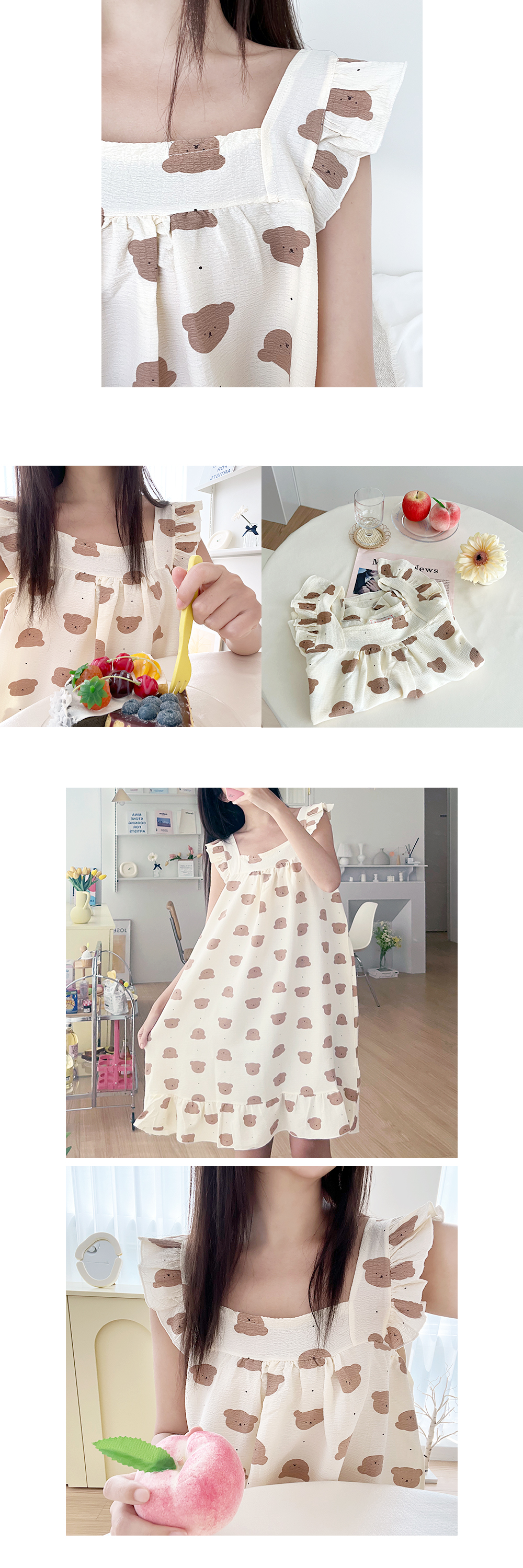 ✨44-99까지/지지미✨ 빅사이즈 프릴 원피스 잠옷 파자마 홈웨어 상세 이미지 12