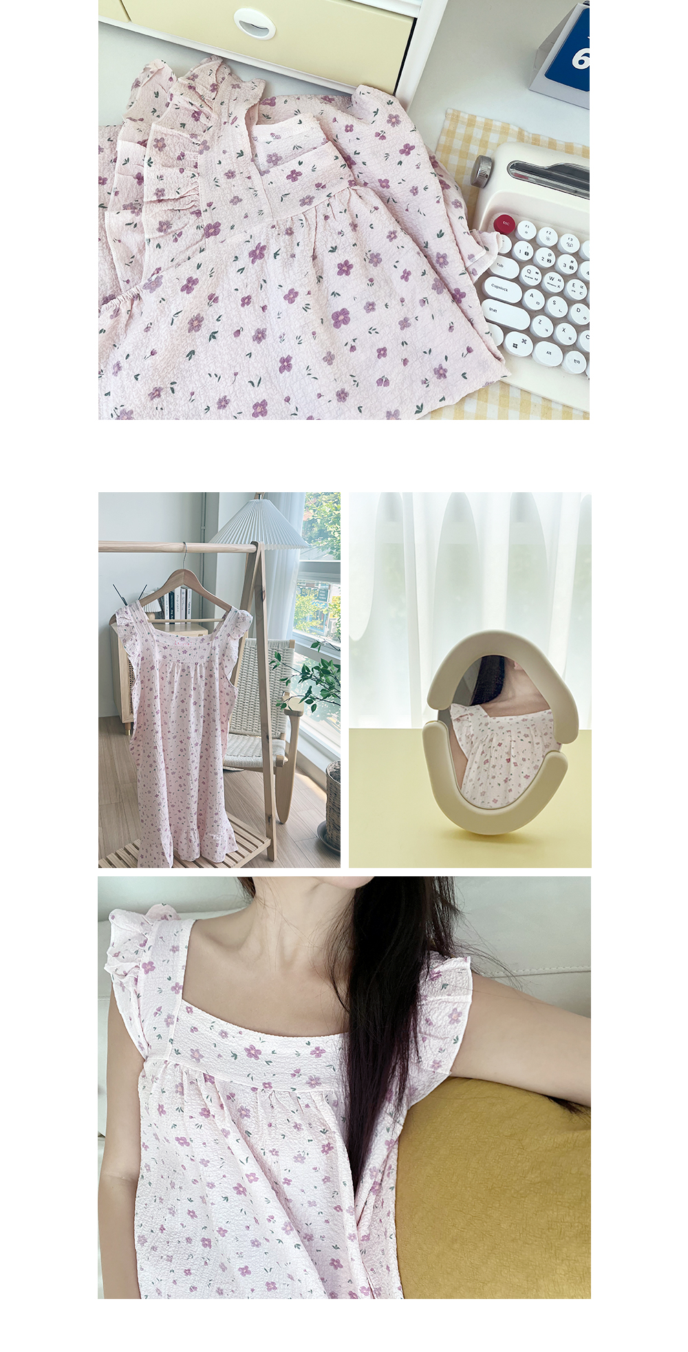 ✨44-99까지/지지미✨ 빅사이즈 프릴 원피스 잠옷 파자마 홈웨어 상세 이미지 19